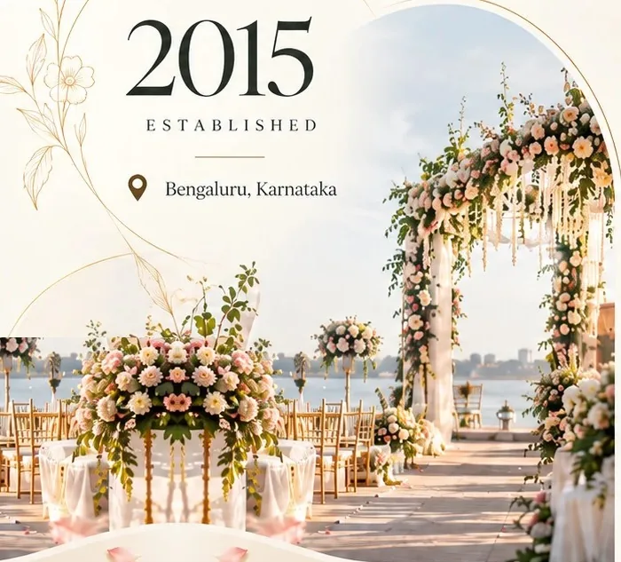 Floral wedding arch and aisle set for an outdoor ceremony